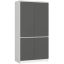 Wardrobe S90 4D CLP, 4 doors, white/grey, 90 × 180 × 51 cm