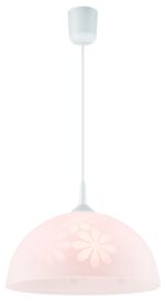 Pakabinamas šviestuvas su stikliniu gaubtu, baltas