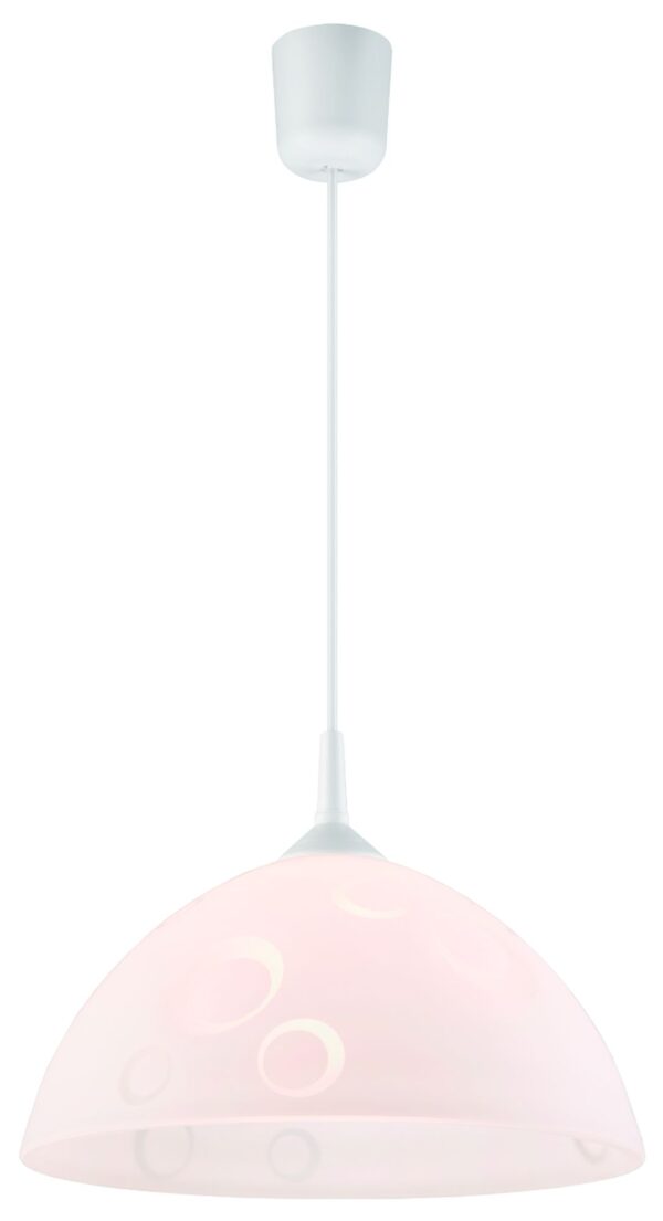 Pakabinamas šviestuvas su stikliniu gaubtu, geltonas