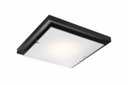 Kvadrato formos pakabinamas šviestuvas, tamsiai rudas