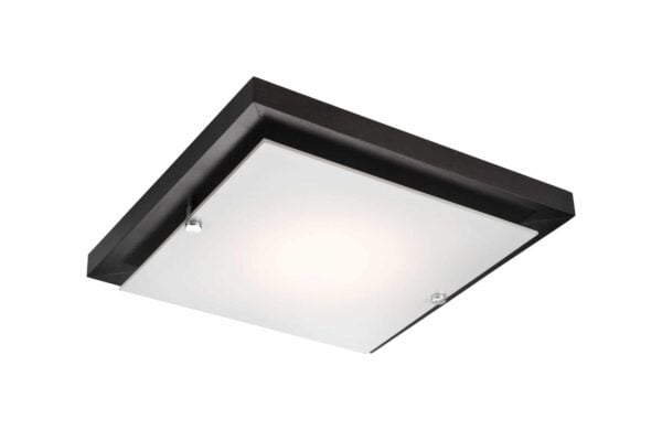 Kvadrato formos pakabinamas šviestuvas, tamsiai rudas