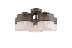 Klasikinis, pakabinamas šviestuvas Andrea su penkiais gaubtais, grafito spalvos