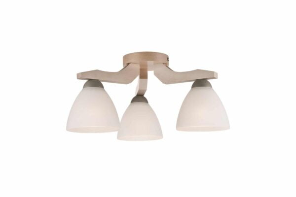 Medinis, vintažinio stiliaus pakabinamas šviestuvas Adriano su stiklu, baltos spalvos