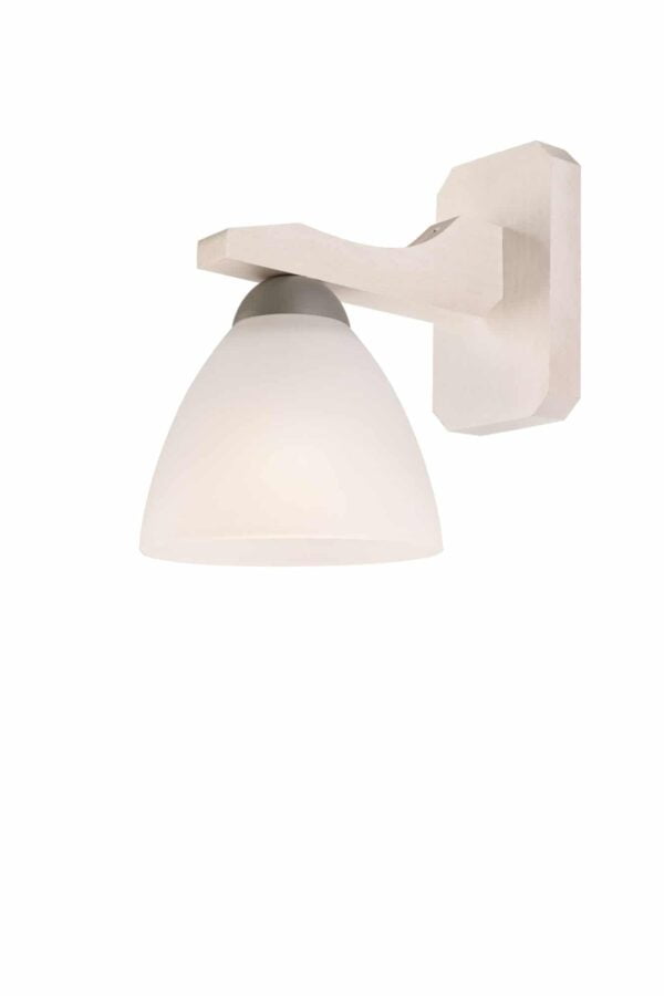 Medinis, vintažinio stiliaus šviestuvas su stiklu Adriano, baltos spalvos