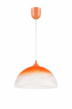 Modernus pakabinamas šviestuvas su stiklo gaubtu, oranžinės spalvos