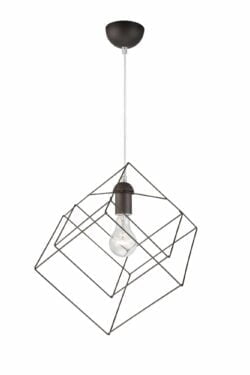 Pakabinamas šviestuvas su kubo formos gaubtu, tamsiai pilkas