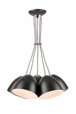 Pakabinamas šviestuvas Livia su plieniniais gaubtais, grafito spalvos