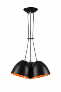 Pakabinamas šviestuvas Livia su plieniniais gaubtais, juodas