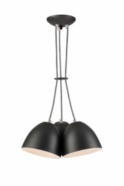 Pakabinamas šviestuvas Livia su plieniniais gaubtais, grafito spalvos