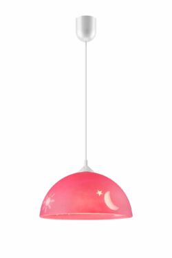 Pakabinamas šviestuvas su simboliais, rožinis