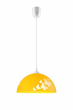 Pakabinamas šviestuvas su drugeliais, geltonas