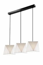 Modernus pakabinamas šviestuvas Carla su rombo formos gaubtais, baltas