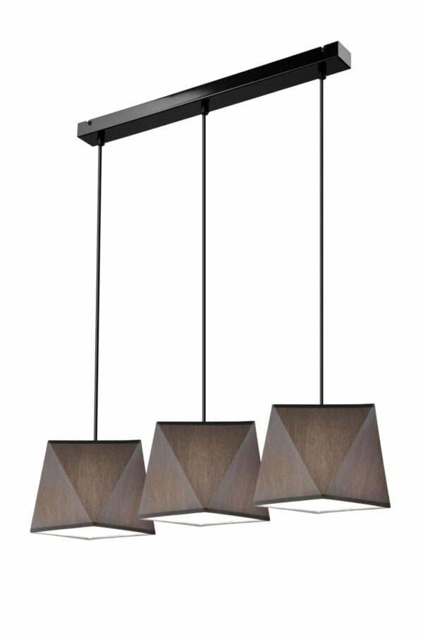 Modernus pakabinamas šviestuvas Carla su rombo formos gaubtais, pilkas