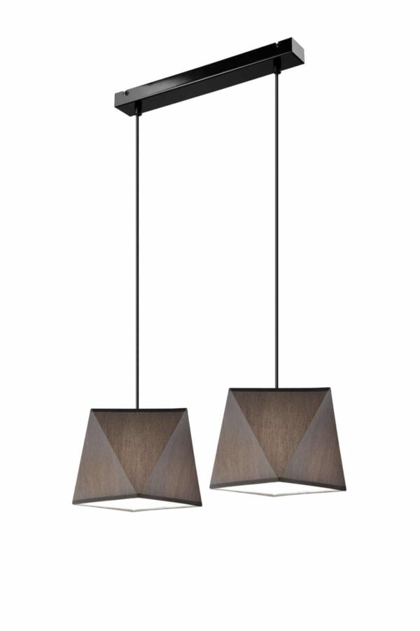 Modernus pakabinamas šviestuvas Carla su rombo formos gaubtais, pilkas