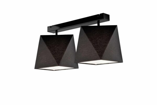 Modernus pakabinamas šviestuvas Carla su rombo formos gaubtais, juodas
