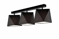 Modernus pakabinamas šviestuvas Carla su rombo formos gaubtais, juodas