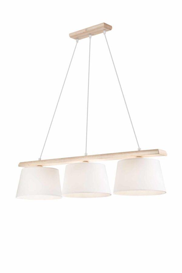 Medinis, skandinaviškas pakabinamas šviestuvas Aida, baltos spalvos