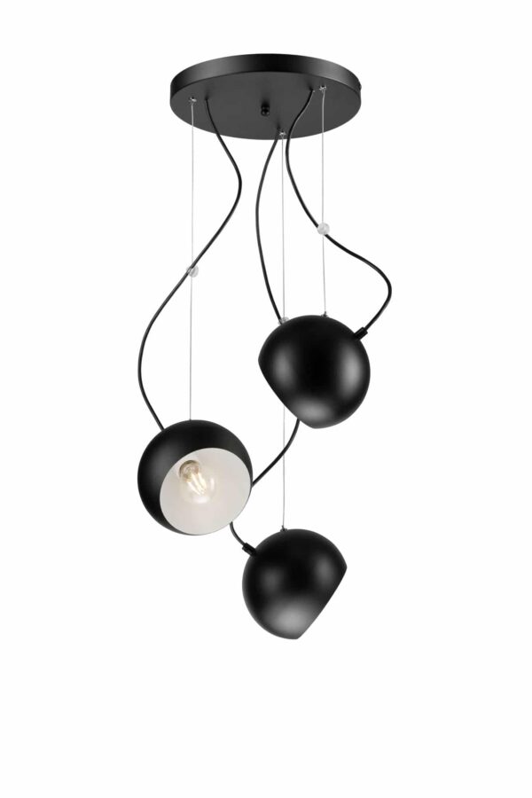 Modernus pakabinamas šviestuvas Inez su plieno gaubtais, juodas