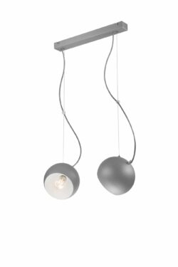 Modernus pakabinamas šviestuvas Inez su plieno gaubtais, pilkas
