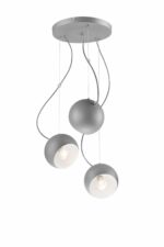 Modernus pakabinamas šviestuvas Inez su plieno gaubtais, pilkas