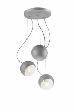 Modernus pakabinamas šviestuvas Inez su plieno gaubtais, pilkas