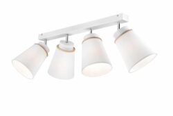 Modernus pakabinamas šviestuvas su keturiais gaubtais, baltas