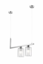 Modernus pakabinamas šviestuvas Petra su stiklo gaubtais, sidabrinės spalvos