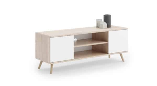 Tv staliukas Focus RTV 155x50x40 cm, smėlio / baltos spalvos