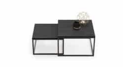 Betono dizaino kavos staliukas Twin 70x70x42cm / 60x60x36 cm, juodos spalvos