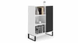 Spintelė Fondi 116,4x90x40 cm, baltos / juodos spalvos