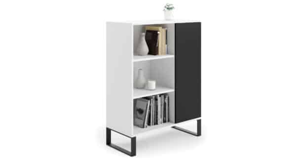 9Auozat.jpg Spintelė Fondi 116,4x90x40 cm, baltos / juodos spalvos