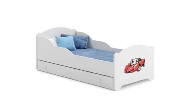 Vaikiška lova Michas su stalčiumi ir čiužiniu 164 cm x 85 cm x 63 cm, sportinis automobilis