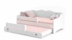 Vaikiška dvigulė lova Emma su čiužiniu ir apsauginiu barjeru 164x85x70 / 160x80x15cm