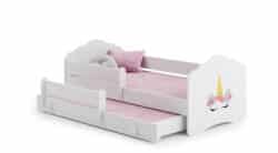 Vaikiška dvigulė lova Fala su čiužiniu ir apsauginiu barjeru 164x85x63 / 145x80x15cm, vienaragis