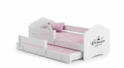 Vaikiška dvigulė lova Fala su čiužiniu ir apsauginiu barjeru 164x85x63 / 145x80x15cm, čia miega princesė