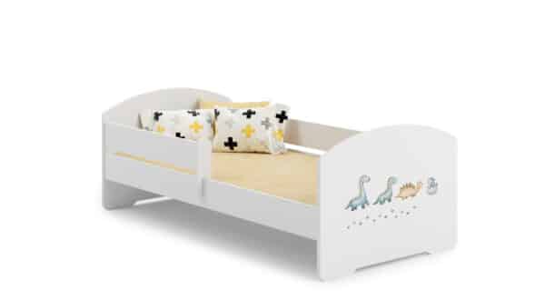 Vaikiška lova Luk su čiužiniu ir barjerine apsauga 164 cm x 85 cm x 63 cm, dinozaurai