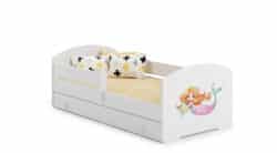 Vaikiška lova Luk su stalčiumi, čiužiniu ir barjerine apsauga  164 cm x 85 cm x 63 cm, undinė