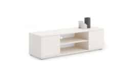 Betono dizaino tv staliukas Focus RTV 155x37x40 cm, baltos spalvos