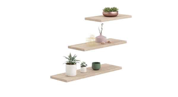 3 dalių lentyna Lewit 30x15 / 45x15 / 60x15 cm, smėlio spalvos