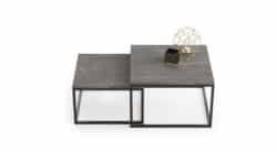 Betono dizaino kavos staliukas Twin 70x70x42cm / 60x60x36 cm, tamsiai pilkos spalvos