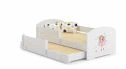 Vaikiška dvigulė lova Luk su čiužiniu ir apsauginiu barjeru 164x85x63 / 145x80x15cm, prinesė su sparnais