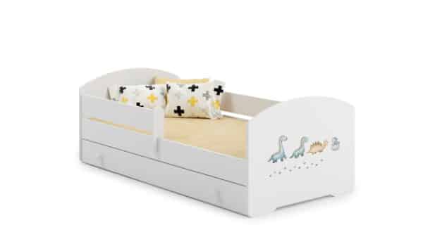 Vaikiška lova Luk su stalčiumi, čiužiniu ir barjerine apsauga 164 cm x 85 cm x 63 cm, traukinys