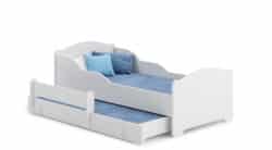 Vaikiška dvigulė lova Michas su čiužiniu ir apsauginiu barjeru 164x85x63 / 145x80x15cm