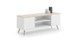 Tv staliukas Focus RTV 155x49x40 cm, baltos / smėlio spalvos