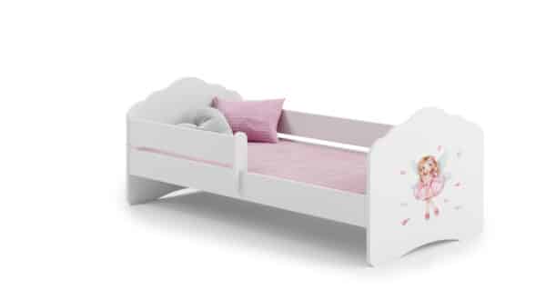 Vaikiška lova Fala su čiužiniu ir barjerine apsauga 144 cm x 78 cm x 65 cm, princesė su sparnais