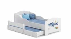 Vaikiška dvigulė lova Michas su čiužiniu ir apsauginiu barjeru 164x85x63 / 145x80x15cm, ryklys