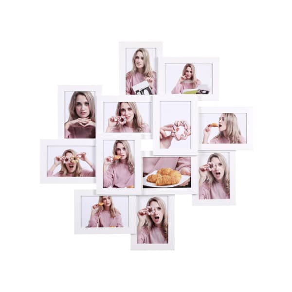 Nuotraukų rėmelių koliažas 12 nuotraukų Balta
