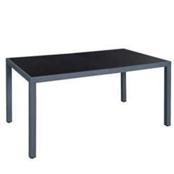 Didelis sodo stalas su pilku stiklu 150x90x73cm