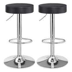 Baro kėdžių komplektas iš 2 chromuoto plieno, juodos spalvos