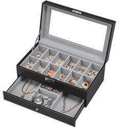 2 pakopų laikrodžių dėžutė, juoda